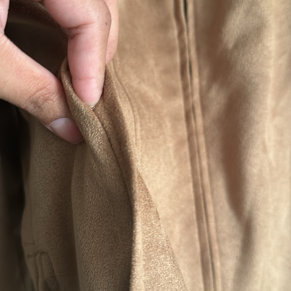 Tribal Faux Suede Full Zip Jacket Camel Brown Size 6 - Picture 4 of 6